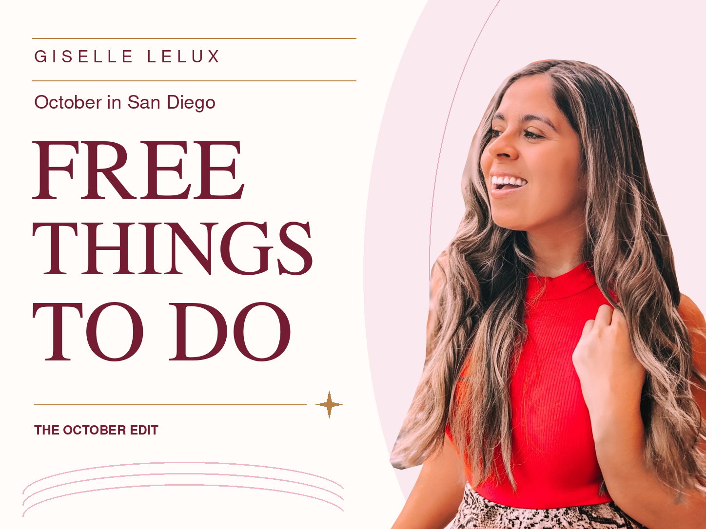 Editorial cover reading October in San Diego: Free Things to Do beside Giselle’s original portrait.